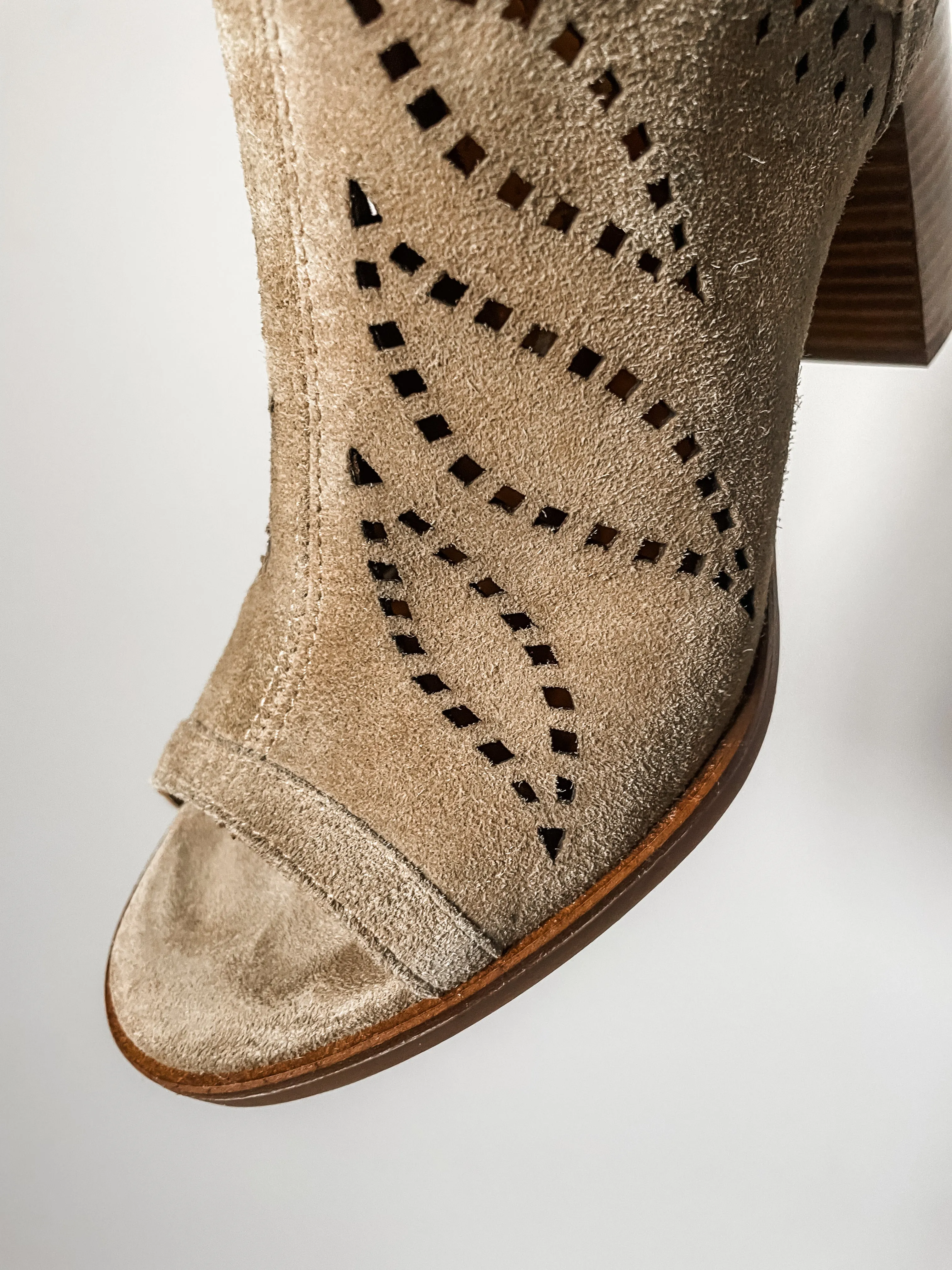 Alpe Laser-Cut Peep Toe Heeled Ankle Boots PREMIUM BRAND
