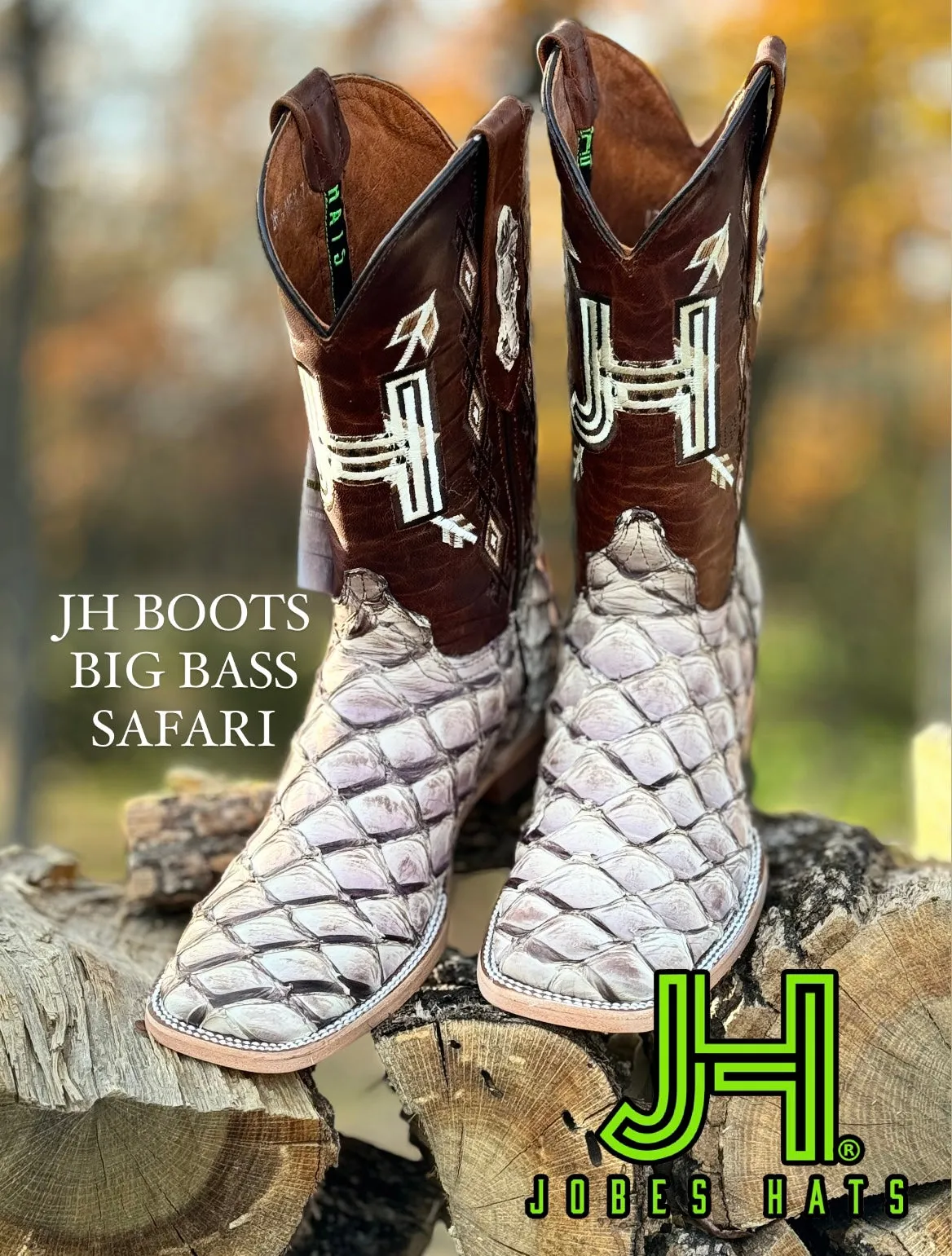 Mens JH Big Bass Square Toe Boots "Safari"